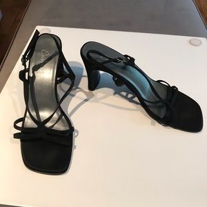 Caslon Black leather strap sandals,heels 3.5”, 10M